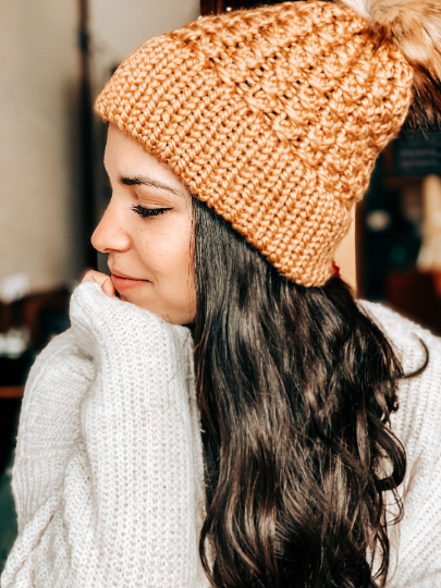 Revamped Beanie- Knitted Cream Plaid – The Silver Strawberry