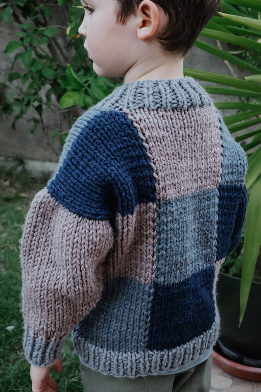 Big Patchwork Cardigan Jr - Knitting Pattern