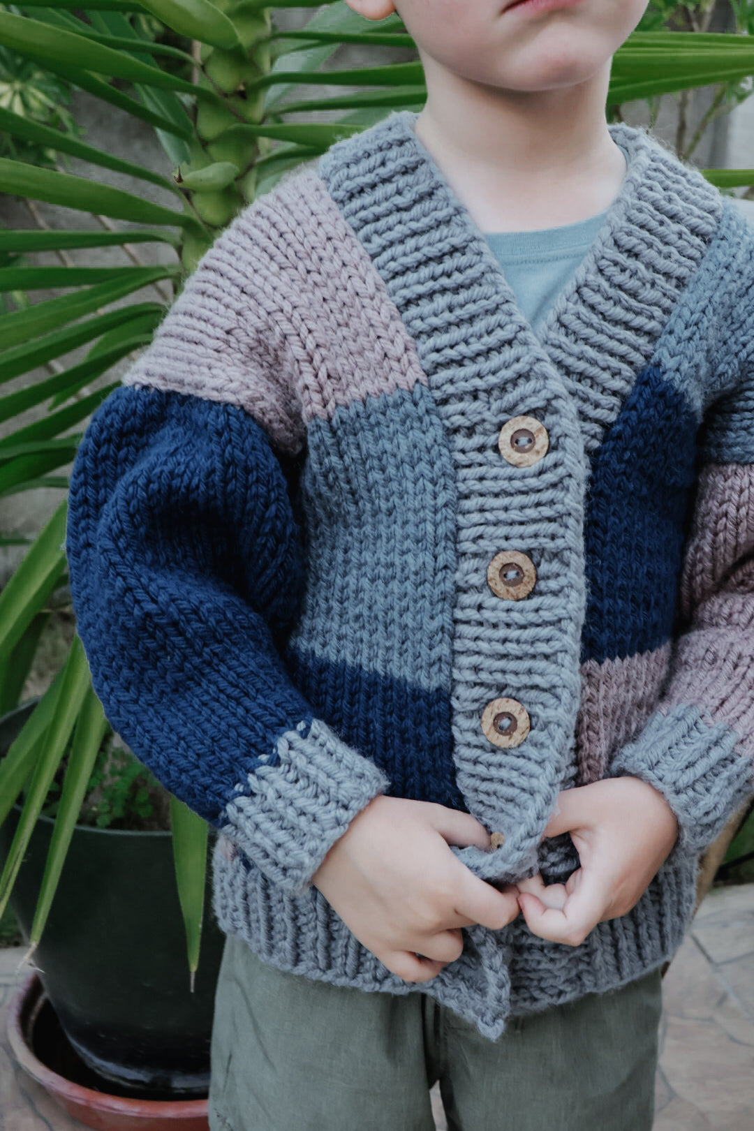 Big Patchwork Cardigan Jr - Knitting Pattern
